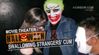 Cristina Almeida swallows stranger's cum in the movie theater ...