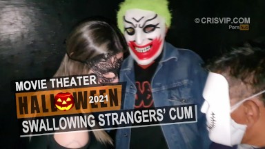 Cristina Almeida swallows stranger’s cum in the movie theater. Halloween 2021 | Subtitles in English