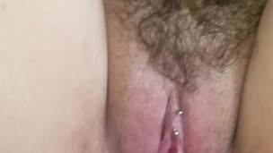 Big dick fucking a beautiful pierced bbw hairy milf pussy