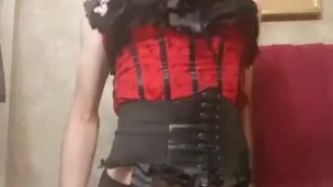 goat mask corset and fake tits