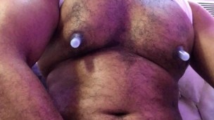 Uncut Beefy Chubby Muscle Titpig Himbo playing with his Nipple Pumps and Twerking Bubble Butt 