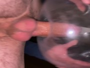 Amateur Guy Having Intense Orgasm While Fucking Homemade Sex Toy and Moaning - 4K