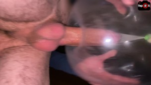 Amateur Guy Having Intense Orgasm While Fucking Homemade Sex Toy and Moaning - 4K