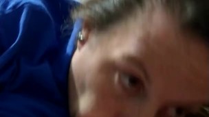 Babysitter sucking and gagging on hard cock until she makes him explodes cum on himself part 2