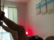 Mistress stuffing subs ass with anal beads and balls shackled to the ceiling 9/16