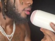 Soloist nasty anal licks eyes close