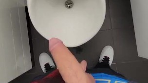 Johnholmesjunior in real risky public mens bathroom in vancouver PT1