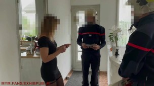 the firefighters sell their calendars, I show off in front of them and they cum