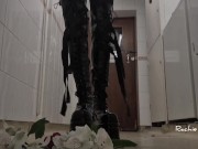 Flowers get crushed by my big latex platform boots  10/16
