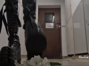 Flowers get crushed by my big latex platform boots  7/16