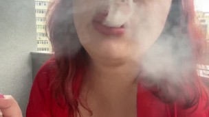 smoking naked on the balcony