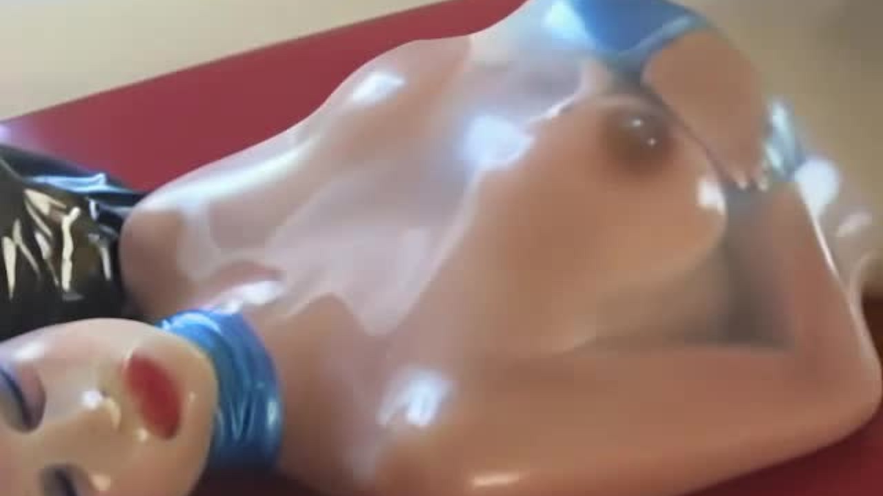 Sex Latex Gloves Baloon - Hot Girl With Blue Latex Mask And Oiled Body Encased Into A Rubber Balloon  And Masturbates - RedTube