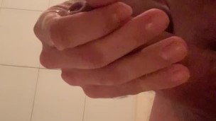 Jerking off and cum in bath