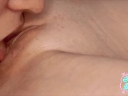 Licked sweet, wet pussy to orgasm close up 8/16