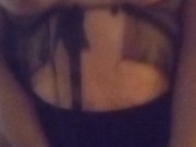 Horny milf rubs titties wearing lingerie  5/16