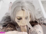 Sexy Tattooed Slut Sucks Boyfriends Dick & Demands Him To Cum All Over Her Face! 14/16