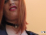 BBW babe Alexsis Faye in red lingerie striptease and nipples playing 2/16