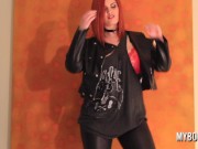 BBW babe Alexsis Faye in red lingerie striptease and nipples playing 4/16