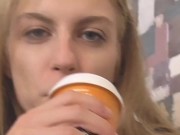 Teen Princess Kirstin smokes a cigarette in her mickey mouse gangster t-shirt and her schoolgirl skirt 6/16