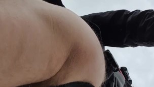 Walk in nature with chastitiy belt and anal plug