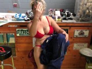 Blonde wife with big tits gets sucks dick in the garage 15/16