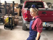 Blonde wife with big tits gets sucks dick in the garage 3/16