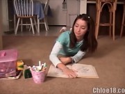 Teen pokes crayon in cunt 1/16