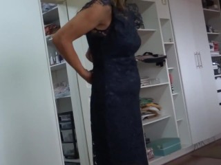 My wife dresses to go to the party and comes home to her boss to fuck