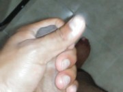 Public masturbation on dressing room I have to end on my feet