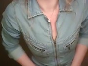 Redhead over jeans tease 1/16