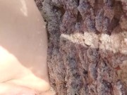 Risky cute pussy flash on public beach 14/16