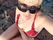 risky public flash, beach, gorgeous milf 6/16