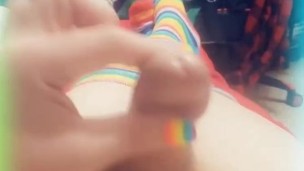 Rainbow sissy edge and ball bust 