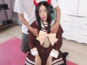 台灣宅男看到動畫裡的角色變成真人太爽到射她的嘴巴otaku saw the character became a real person, so cool to Cum in mouth 5/16