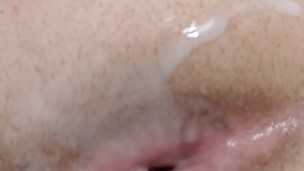 Pushing cum from asshole!