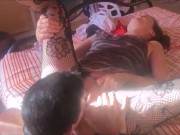 624 (02) - European Bitch Licking, Sucking & Fucking in Fishnet & Satin Lingerie 7/16