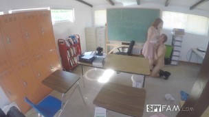 Schoolgirl Gets Caught Doing Porn & Taught A Lesson By Her StepDad Principle