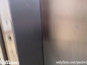 Sexy fitness trainer walks naked to the street and masturbates on public elevator. Very Risky 16/16