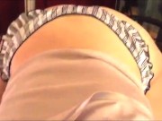 549 - 01 - satin skirt, satin fetish thong from my bastard husband, spandex pants 1/16