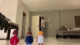 Macrophilia - Tiny people feel up giants bulge while he naps