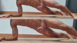 Guy with beautiful body does Masturbation Workout - Compilation