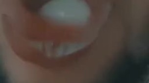 Swallowing frozen cum 