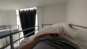 PUBLIC HOSTEL - showing my morning wood while another guy is under me