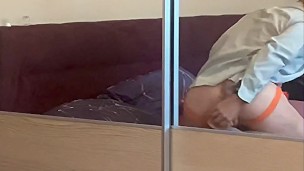 Businessman with a Dildo having Fun after work