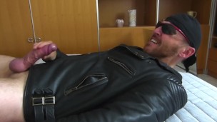 Cumshot on my lerather jacket (1)