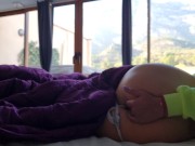 Sexy gets her pussy wet by masturbating with fingers Orgasm with Pillow