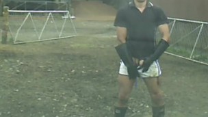 Dashcam piss, dirty hunk in shorts and rubber gloves/boots