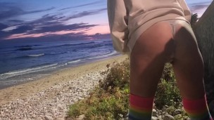 Sexy Blondy extreme masturbation outdoors Hot ass