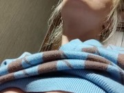 Public squirt. Hot milf at café 3/16