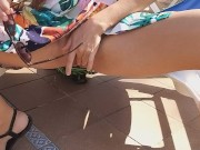 Up Dress NO PANTIES at Hotel Pool Area# Risky Public flashing